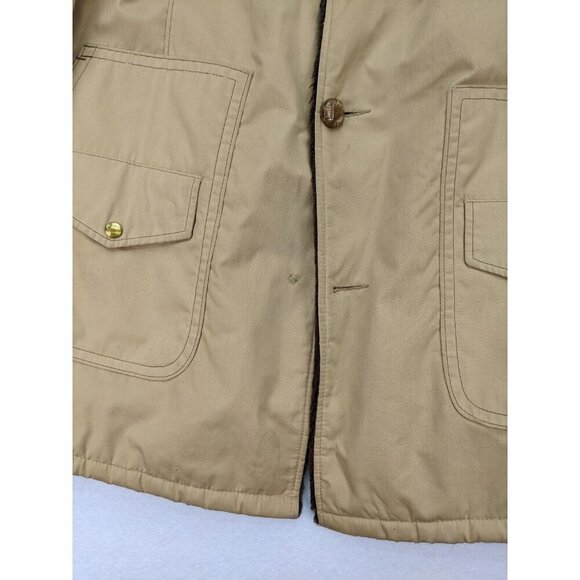 Vintage 70s Men's Coat Montgomery Ward Size 46L Beige Brown Faux Fur Lined - Picture 3 of 16